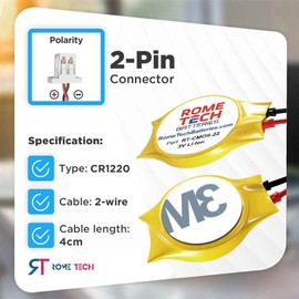 Rome Tech CR1002 CMOS Battery for ASUS Eee PC 1101HA - Laptop Backup BIOS RTC 3V CR 1220 KTS 731 Battery with 2 Wire Short Cable