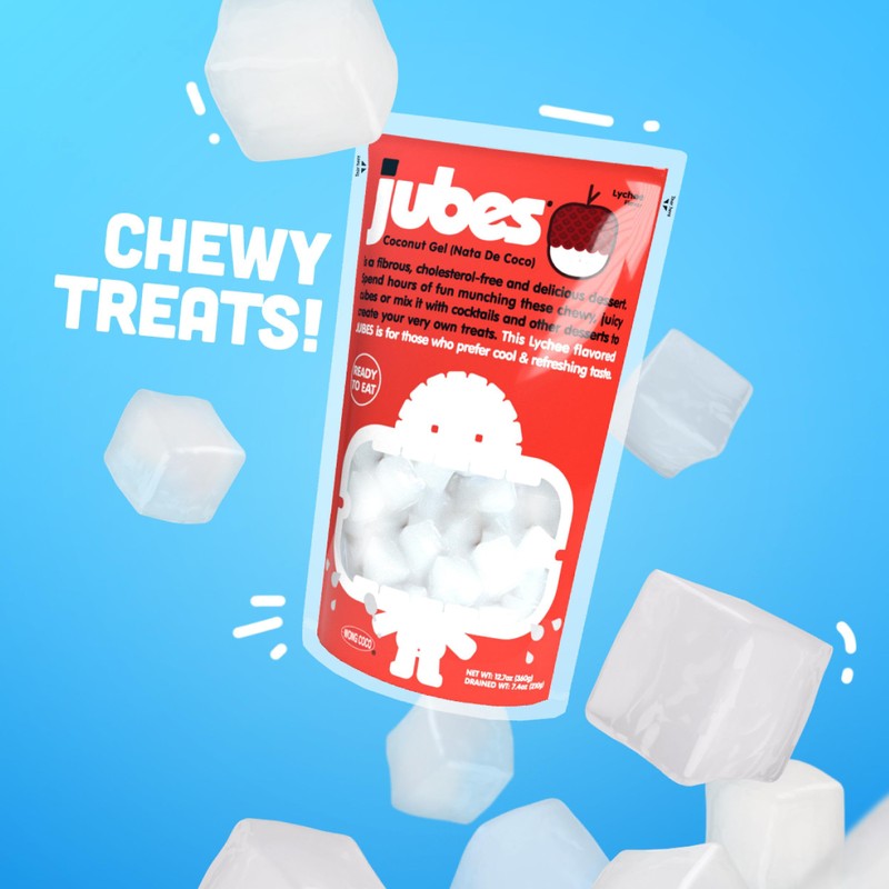 Jubes Lychee Nata De Coco Jelly Cubes (12.7 oz, Pack