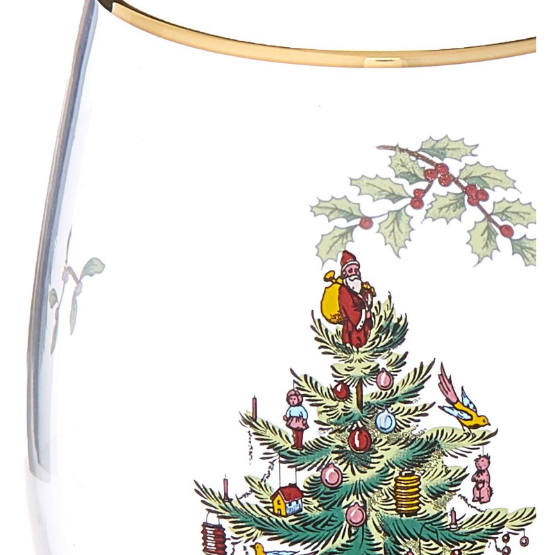 Spode Christmas Tree Stemless Wine Glasses (Set of 4)