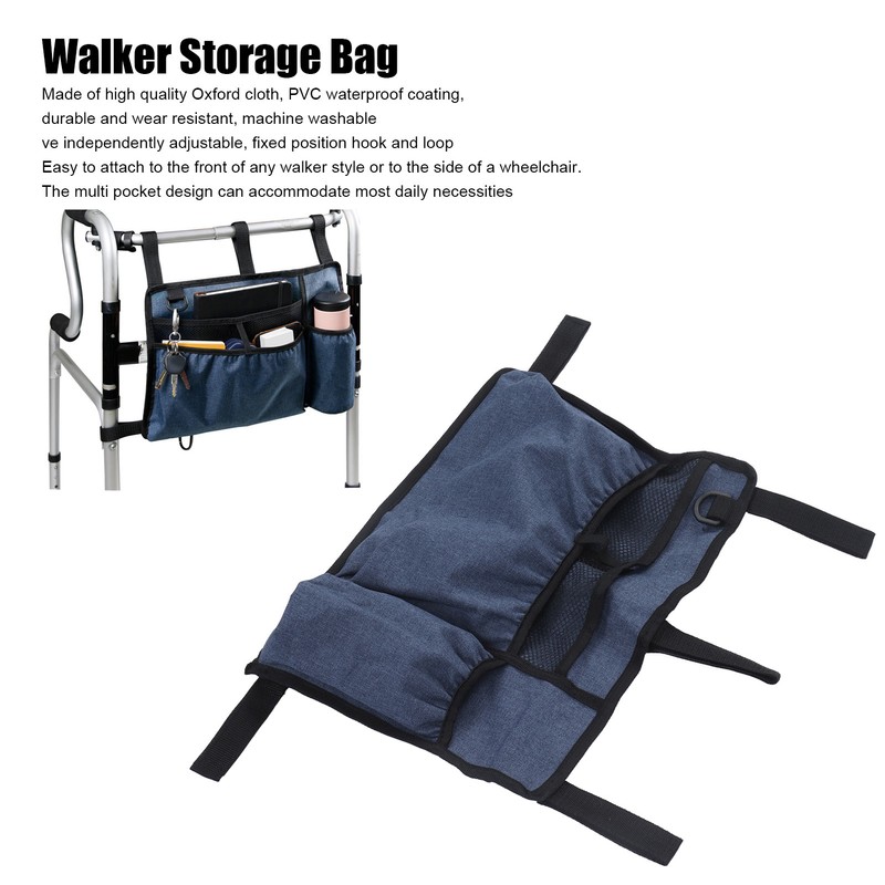 Multi Pocket Oxford Cloth Walker Storage Bag Wheelchair Side Hanging