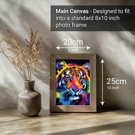 COLORDEMY 2-in-1 Paint by Numbers Kit - Rolled Canvases (20x25cm & 20x20cm), 16 Colours, Brushes & Paints Included - Fun for Adults & Kids, Perfect for Parties or Group Painting (Tiger Design)