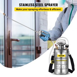 1.5Gal Stainless Steel Sprayer, Set with 16" Wand& Handle& 3.3FT Reinforced Hos - 6 L