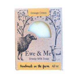 Ewe & Me Orange Cream Sheep Milk Soap Bar - 4oz - All Natural, Handcrafted, Cold Process, No Chemicals, No Artificial Fragrances, Aromatherapy, Cleansing