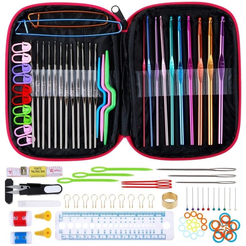 Abizarch Crochet Hooks Kit with Storage Case, Ergonomic Knitting Tools,