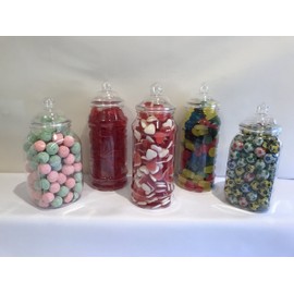 5 x Empty Mixed 1L Plastic Victorian Sweet Jars for Candy Buffet, Wedding, Party