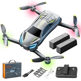 Car Drone with HD Dual Camera, Brushless Motors, 360° Surround Filming, Headless Mode, Optical Flow Hover (Car Drone with 【Two Batteries 】)