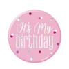 Unique 83527 Pink Badge Silver | 1 Pc, Happy Birthday