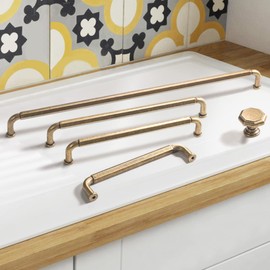 Goo-Ki 6 Pack 6-1/4 Inch （160mm） Hole Center Cabinet Pulls Antique Brass Zinc Alloy Kitchen Drawer Pulls Drawer Handles 6.7 Inch Length 2201-GT-160