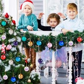 LOMOHOO Christmas Tree Crystal Decorations 12PCS Christmas Baubles 3CM Crystal Glass Baubles Christmas Balls Ornaments Suncatcher Hanging Ornaments for Wedding Party Windows Xmas Tree Decorations