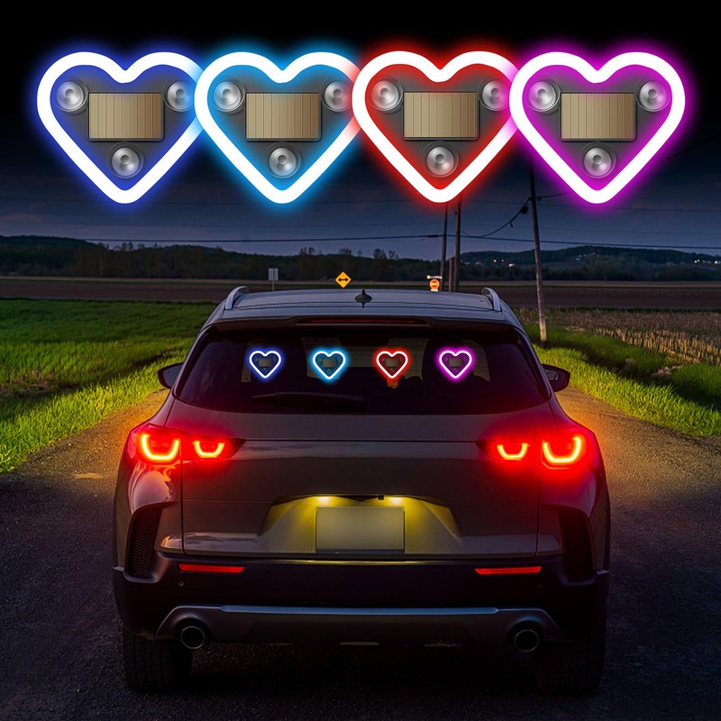 GCZCC Car Window Wireless LED Ambient Light Solar Powered Love