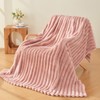 Deamsure Throw Blanket for Couch Pink 3D Ribbed Fleece Soft