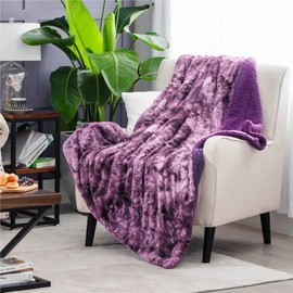 Bedsure Faux Fur Reversible Tie-dye Sherpa Throw Blanket for Sofa, Couch and Bed - Super Soft Fuzzy Fleece Blanket for Outdoor, Indoor, Camping, Gifts (50x60 inches, Purple)