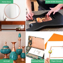 LOVIMAG Copper Tape, Copper Foil Tape 4 Sizes (0.2/0.24/0.3/0.4Inch) x72.6FT, Copper Foil Tape Conductive Adhesive for Stained Glass, Guitar and EMI Shielding, Crafts, Electrical Repairs, Grounding