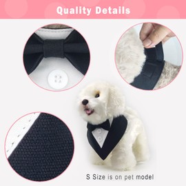 KOOLMOX Tuxedo for Large Dogs Wedding Attire, Black Tux Bow Tie Collar Adjustable Dog Party Outfit for Large Dogs (L, Black)