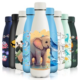 HoneyHolly Stainless Steel Water Bottle, 500 ml, BPA-Free, Thermos Flask, 18/8 Stainless Steel, Children's Water Bottle, Double-Walled Vacuum Insulated, Thermos Flask for School, Outdoor, Camping,