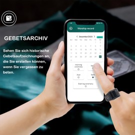 KEWAYO Smart Tasbih Zikr Ring, 20 mm Muslim Digital Azan Alarm Clock, Tasbih Counter Smart Ring (Black)
