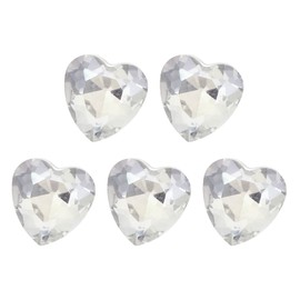 MECCANIXITY 5 Pcs 3D Heart Transparent Nail Rhinestones K9 Glass Crystal Rhinestones Pointed Back Crooked Heart Gems for Nail Charm Art DIY Decoration Craft 8x8mm