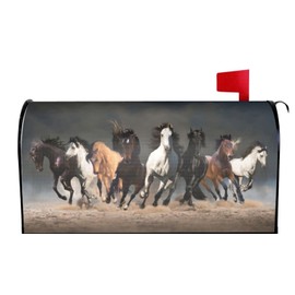 Abucaky Running Horses Mailbox Cover Magnetic Waterproof Mailbox Wraps Post Letter Box Decor 21x18 in