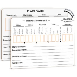SCRIBBLEDO Place Value Board 9" x 12" Double Sided Dry Erase Boards for Kids for Teaching Place Values from Billions to Decimal Numbers Math Manipulative Lapboard for Home School and Classroom