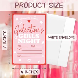 Eronm Galentine's Day Party Invite, 4x6 Girls Night Party Invitation, Friends Valentine's Day Party Invite, 20 Pack Fill-in Style Invitation Card with Envelope, Girls Birthday Party Decor-A04