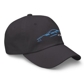 2024 Sports Car C8 dad hat for Corvette Drivers Rapid Blue Minimalist Silhouette Custom Cap