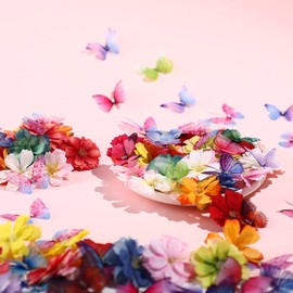 KHDULQ 50 Pieces 3D Butterflies Colour Gradient Organza Fabric Butterfly Translucent Chiffon Butterfly for DIY Jewellery Crafts Earring Necklace Hair Clip Decoration Jewellery Clothing