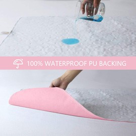 Bedecor Waterproof Washable Absorbent Incontinence Pad 70 x 90 cm Waterproof Incontinence Mattress Topper (Pink)