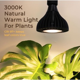 VALIKIY Grow Lights for Indoor Plants, 40W LED Full Spectrum Grow Bulb, 3000K Warm White (E26/E27), CRI 97+, Non-Dimmable, for Houseplants in Low-Light Rooms, Black