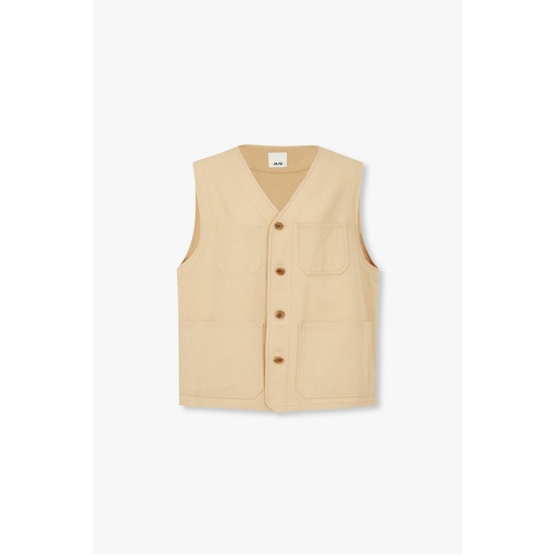 JAJU [JAJU/자주] 유니 버튼 베스트_베이지 [JAJU] Uni Button Vest_Beige