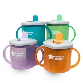 Tommee Tippee First Essential Cups 4 Pack Assorted Colors, Torquoise, Purple, Green, Red