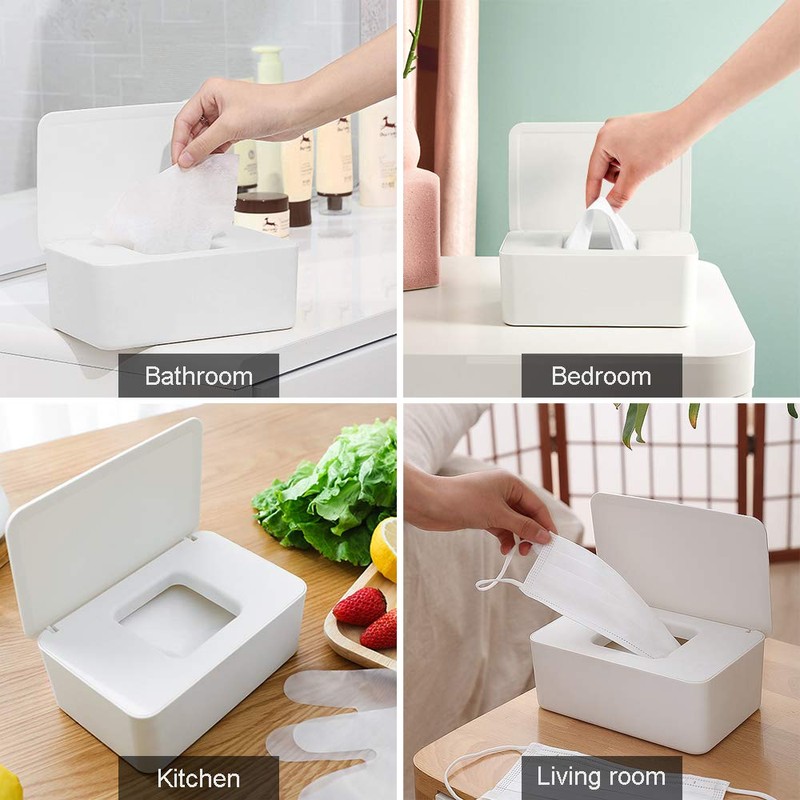 Tusenpy Wet Wipes Box with Lid, Dustproof Tissue Box, Napkins