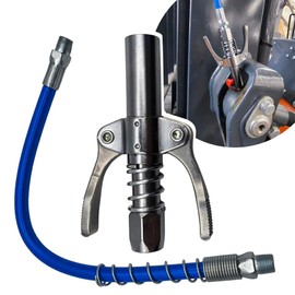 Grasera Manual Industrial 10000 PSI, Pistola Engrasadora Hidráulica de Alta Presión, Engrasadora Automotriz para Maquinaria, Vehículos, Camiones, Tractores y Equipo Industrial (Boquilla + Manguera)