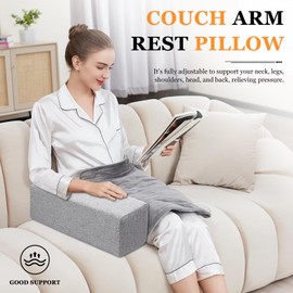 NANGELRN Couch Arm Rest Pillow, Linen Armrest Cushion, High Density Foam Armrest Cushion, Removable & Washable Rectangular Headboard Elbow Support for Armchair Sofa Bed,Dark Gray-2pcs,5.9x5.9x19.7