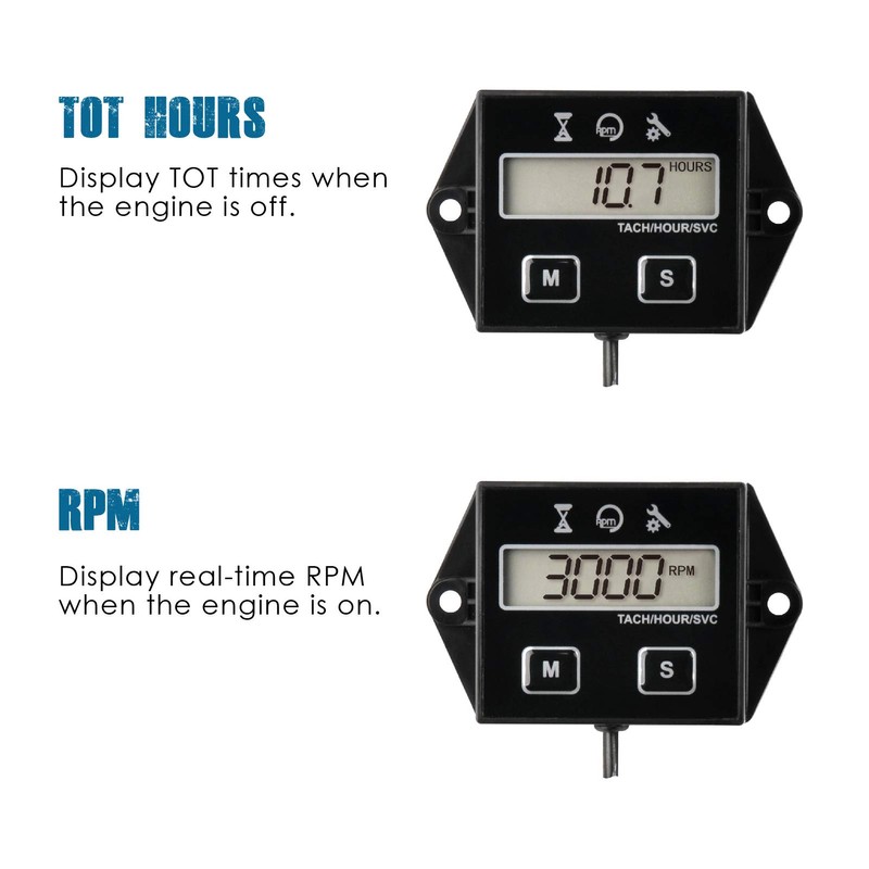 Runleader Digital Hour Meter Tachometer, Maintenance Reminder, User Shutdown, Use