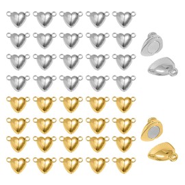 40 Pieces of Heart-Shaped Magnet Buckles, Love Magnet Buckles, Heart-Shaped Magnet Buckles, Magnetic Opening and Closing Buckles, Jewelry DIY Accessories (Gold, Silver)