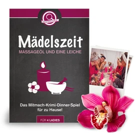 Mitmach-Krimi - Girls Time Massage Oil and a Corpse - Crime Dinner Game for Home for 4 People - Crime Game for Women - Dinner Party - Murderous Crime Dinner - Girls Night