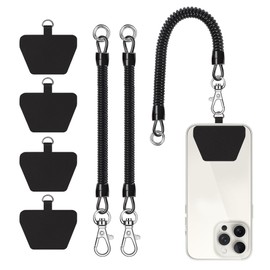 Phone Lanyard, Universal Theftproof Anti-Lost Elastic Tether Wrist Strap with Patch Compatible with Most Smartphones(Black*2)
