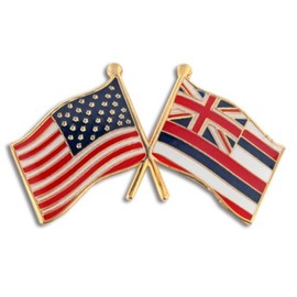 PinMart Hawaii and USA Crossed Friendship Flag Enamel Lapel Pin