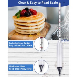 CIMALAB Maple Syrup Hydrometer Test Cup Kit, Hydrometer for Maple Syrup Making, Maple Syrup Hydrometer Kit with Baume and Brix Scale, Maple Syrup Supplies for Measuring Sugar Content in Syrup Sap