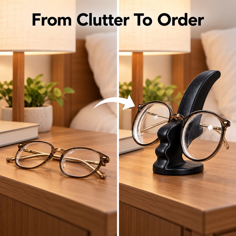 Elegant Side-Face Glasses Holder – Decorative Eyeglass Stand for Desk,