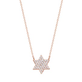 Star of David Jewish Necklace for Women Rose Gold Plated