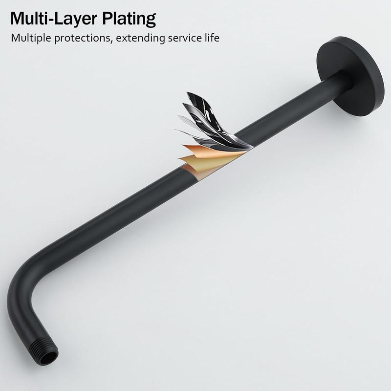 RANDOM 16 Inch Shower Arm with Flange,Stainless Steel 90 Degree