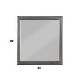 Udorich Enhance Your Decor with Dark Gray Square Mirror, Wood Framed, Modern Design for Living Room or Bedroom, 36x38 inches