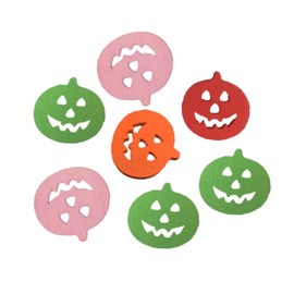 CORHAD 100pcs DIY Wooden Buttons Colorful Pumpkin Shape Fine-Edged for Sewing Crafts