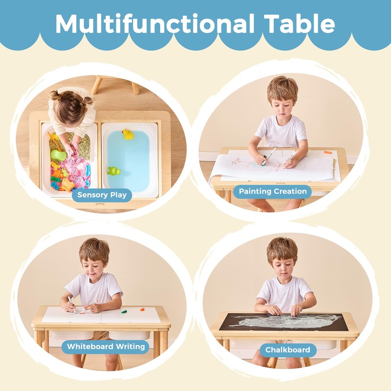 Bateso Sensory Table for Toddlers 1-3 with 2 Chairs &