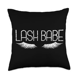 Lash Babe Eyelash Pun For Lash Bars & Lash Lounges Babe Stylist Artist Expert Lash Tech Throw Pillow, 18x18, Multicolor