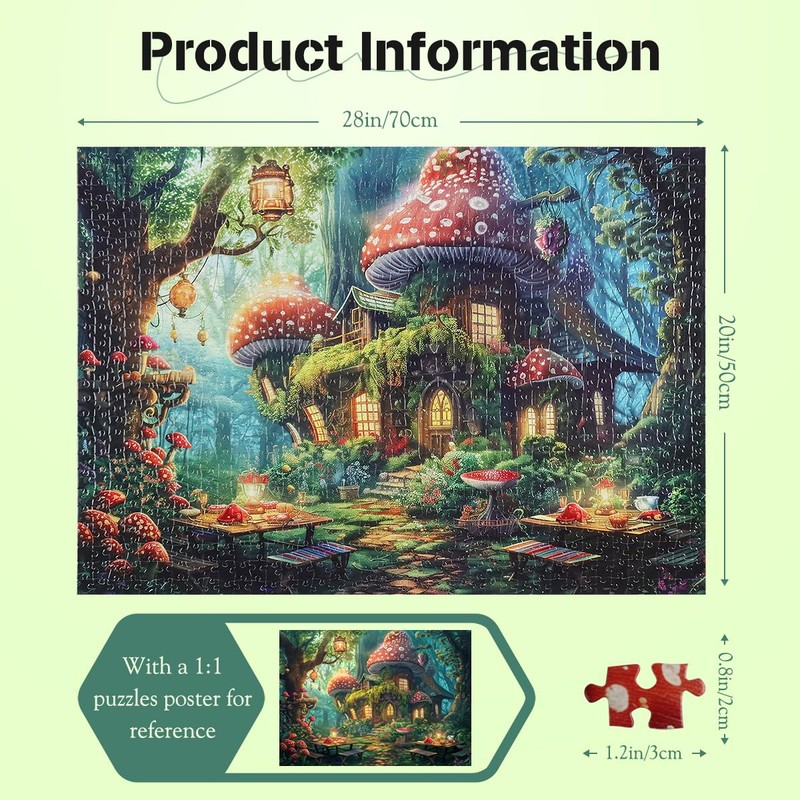 MISITU 1000 Pieces Jigsaw Puzzles for Adults 1000 Mushroom House