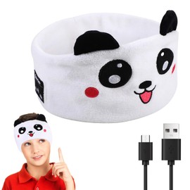 UOEPOWA Kids Headband Headphones Wireless, Over The Ear Headband Headphones, with Super Soft Headband & Thin Speakers (Panda)