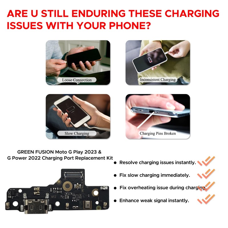 Charging Port Replacement Kit Compatible with Moto G Play 2023