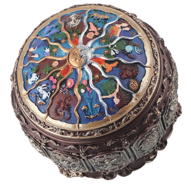 Vintage Music Box with 12 Constellations Rotating Goddess Twinkling LED